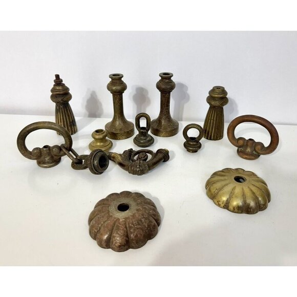 Antique Lot Brass Loops Hanging Lamp Light Fixture Parts Replacement Vintage - Picture 14 of 14